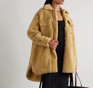 stand studio sabi faux shearling oversized teddy jacket